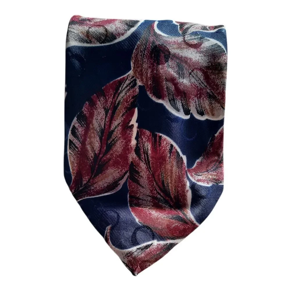 Stylish Navy and Burgundy Leaf Men's Tie